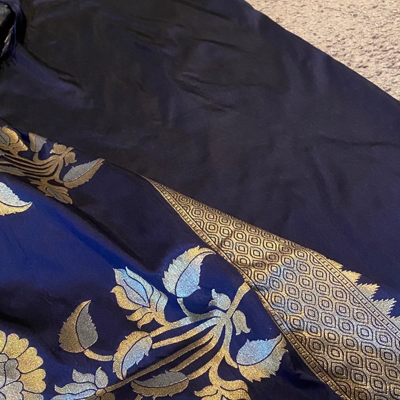 Party silk saree in blue - Picture 8 of 15